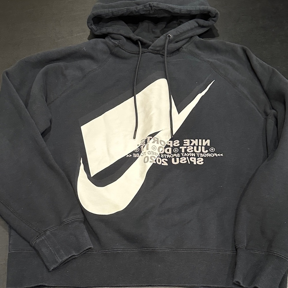 Nike Men's Charcoal Hoodie with White Graphic